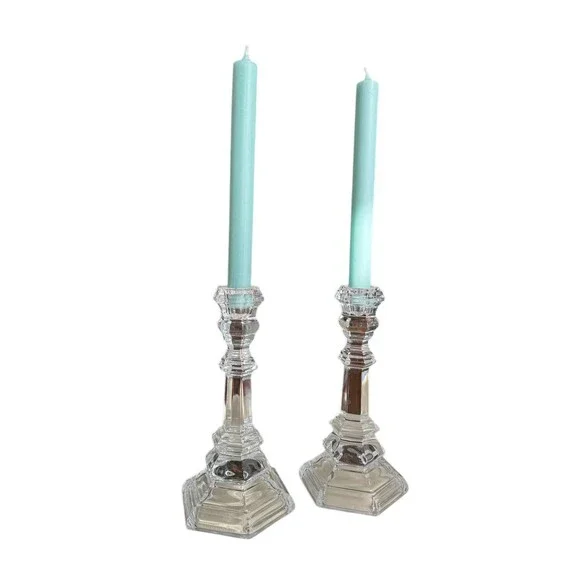 TIFFANY & CO American Pair of Crystal Plymouth Candlesticks Candle Holders 8” H - Picture 2 of 6